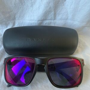 Oakley Holbrook Black Frames with Reflective Purple Lenses